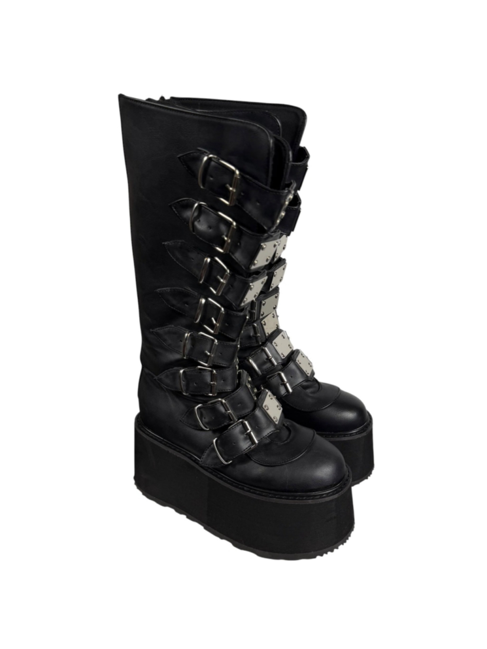 Demonia Cult Damned Platform Combat Military Punk Moto Boots Women's 8 Black
